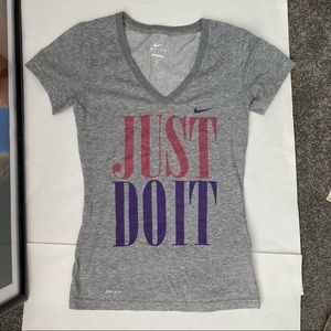 NIKE TOP JUST DO IT DRI FIT gray XS shirt top athletic wear women